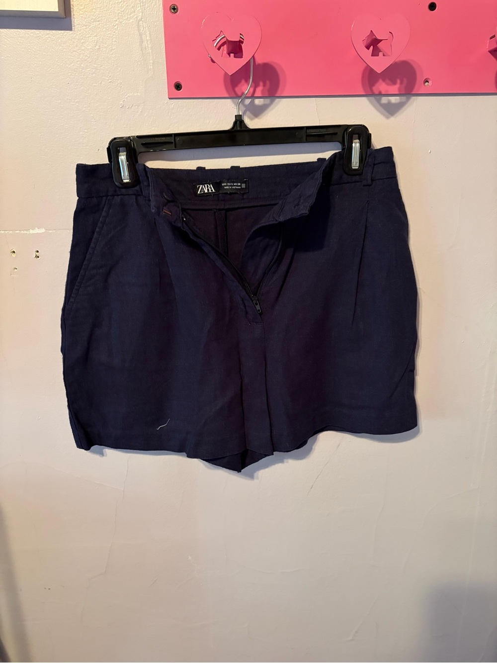 ZARA Women's Navy 100% LinenShorts